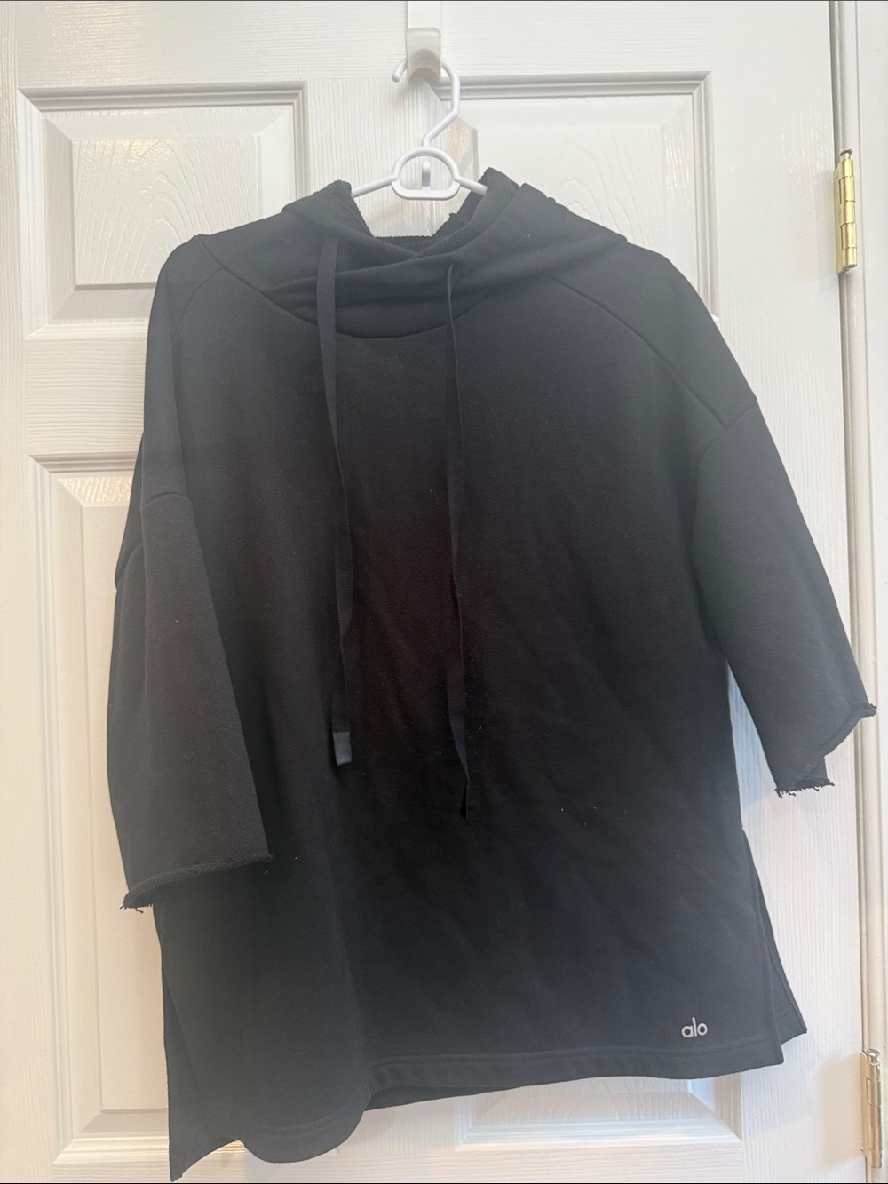 ALO Yoga Black Short Sleeve Hoodie Sweatshirt